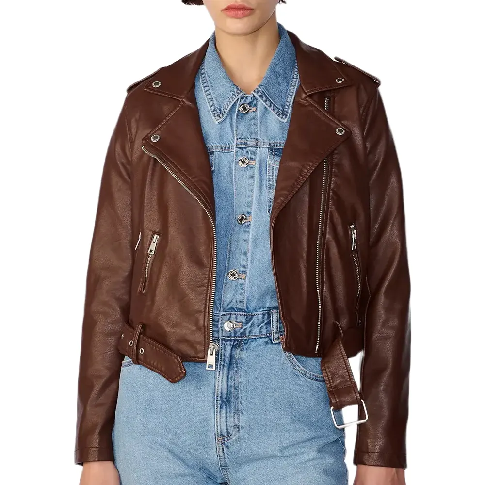 womens-moto-chocolate-brown-belted-faux-leather-jacket-2 womens-moto-chocolate-brown-belted-faux-leather-jacket