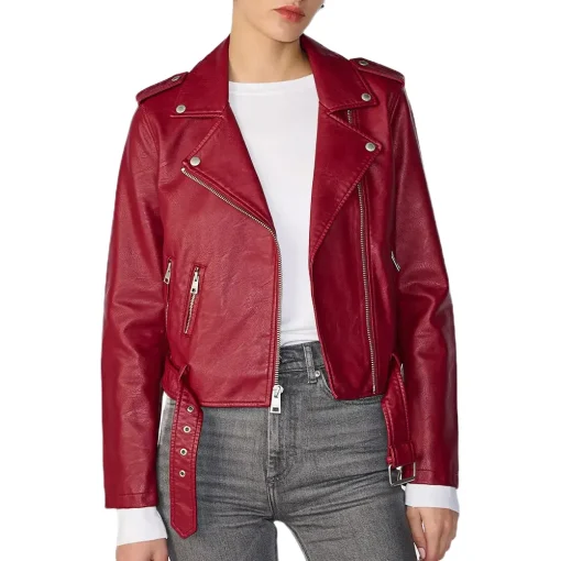 womens-moto-red-belted-faux-leather-jacket