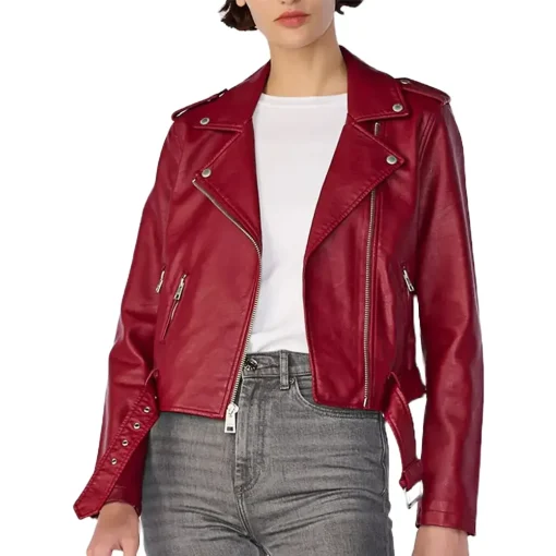 womens-moto-red-belted-faux-leather-jacket