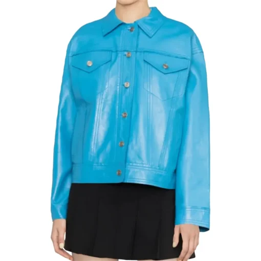 womens-oversized-blue-faux-leather-trucker-jacket