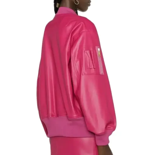 womens-pink-faux-leather-bomber-jacket