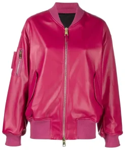 womens-pink-faux-leather-bomber-jacket