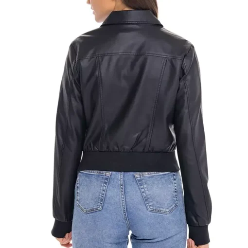 womens-shirt-collar-black-faux-leather-bomber-jacket