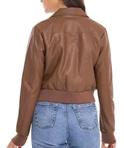 womens-shirt-collar-brown-faux-leather-bomber-jacket