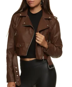 womens-solid-brown-faux-leather-moto-jacket