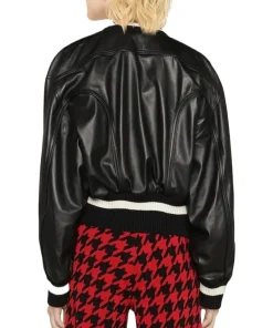 womens-stripe-trim-black-faux-leather-bomber-jacket