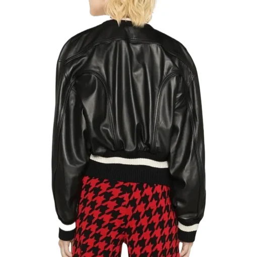 womens-stripe-trim-black-faux-leather-bomber-jacket