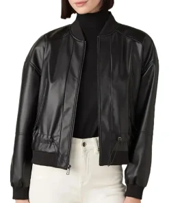 womens-zip-up-black-faux-leather-bomber-jacket