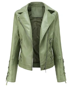 womens-zip-up-green-faux-leather-slim-fit-jacket