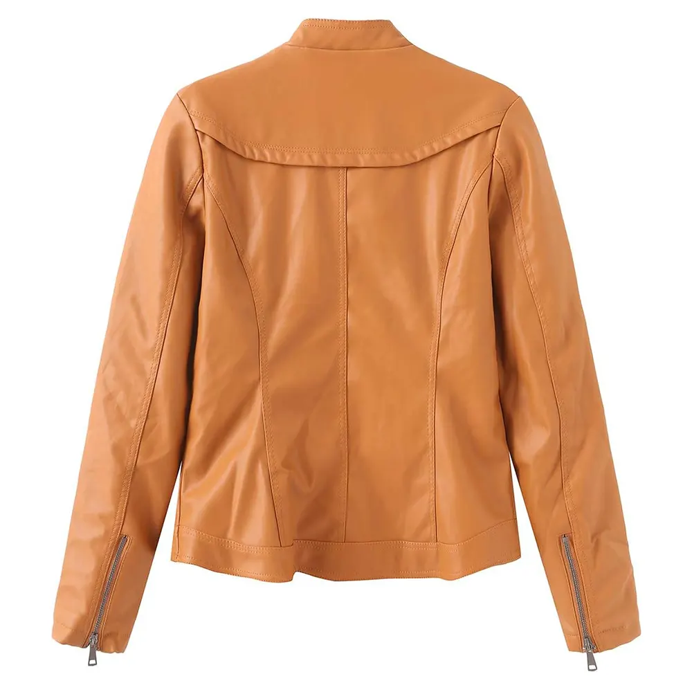 womens-zip-up-orange-faux-leather-biker-jacket-2 womens-zip-up-orange-faux-leather-biker-jacket