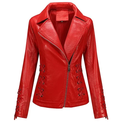 womens-zip-up-red-faux-leather-slim-fit-jacket