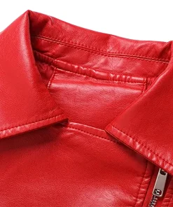 womens-zip-up-red-faux-leather-slim-fit-jacket