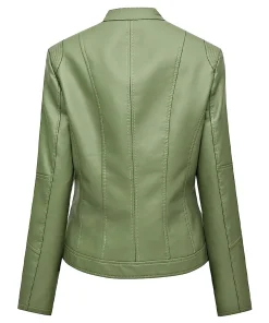 womens-zipper-green-faux-leather-biker-jacket