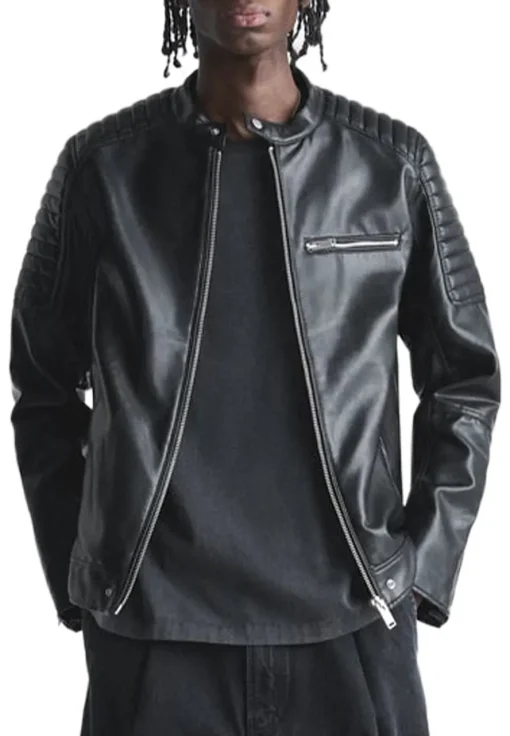 mens-band-collar-black-faux-leather-biker-jacket