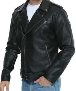 mens-belted-black-faux-leather-biker-jacket