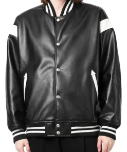 mens-black-and-white-faux-leather-bomber-jacket