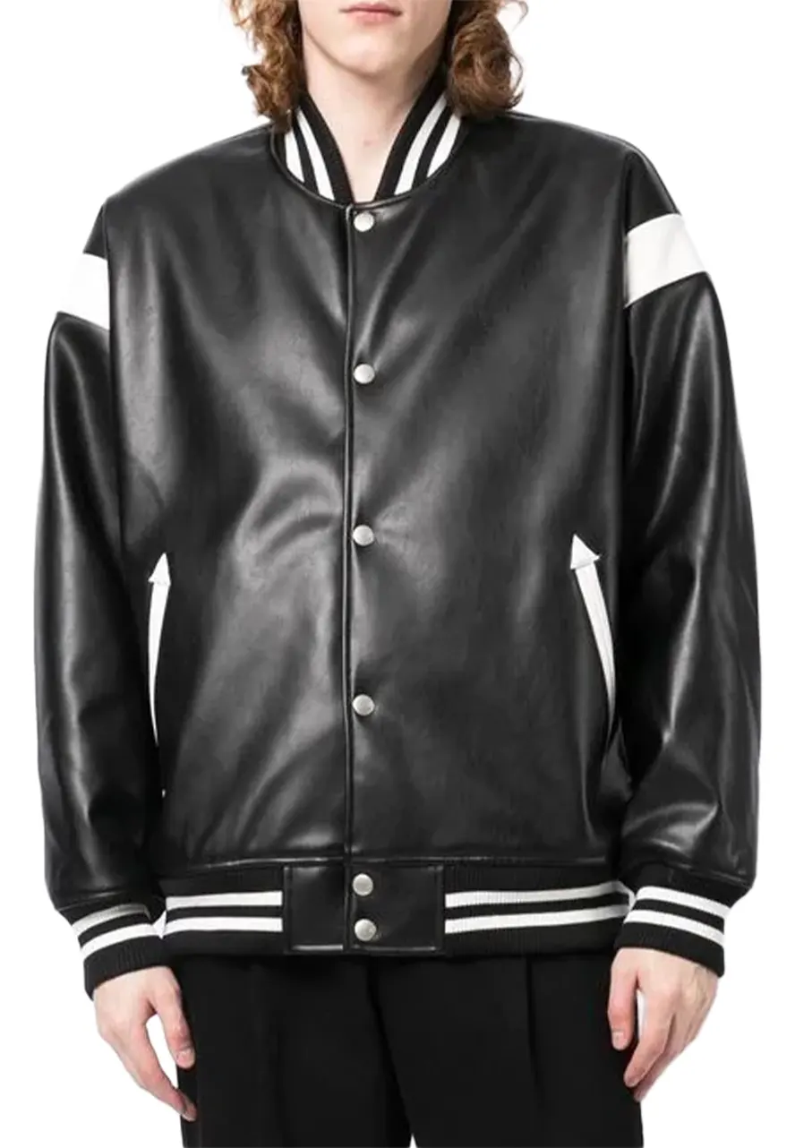 mens-black-and-white-faux-leather-bomber-jacket-1 mens-black-and-white-faux-leather-bomber-jacket