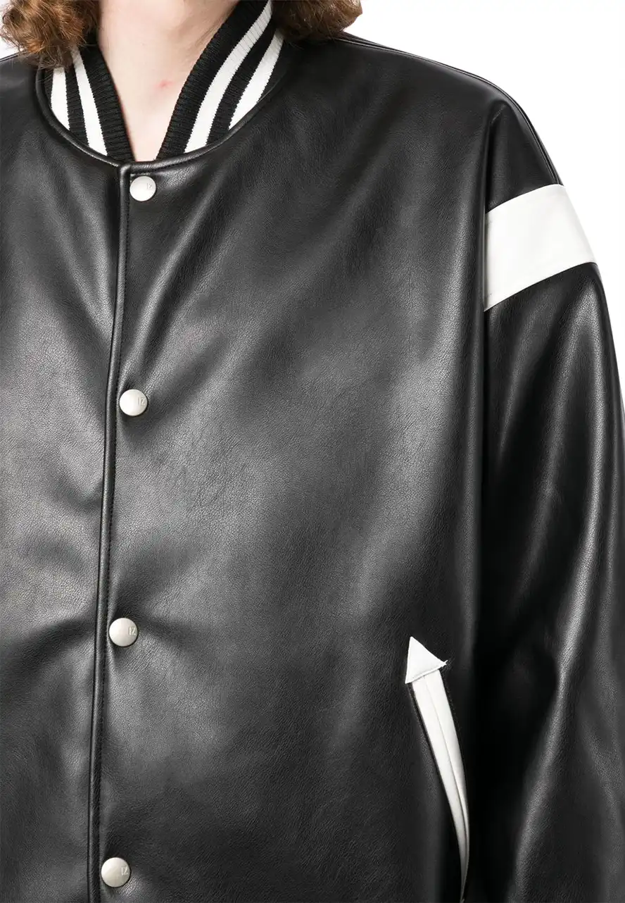 mens-black-and-white-faux-leather-bomber-jacket-4 mens-black-and-white-faux-leather-bomber-jacket