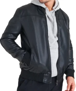 mens-black-bomber-faux-leather-jacket