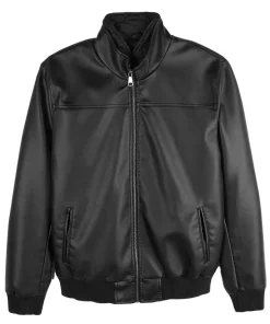 mens-black-bomber-faux-leather-jacket