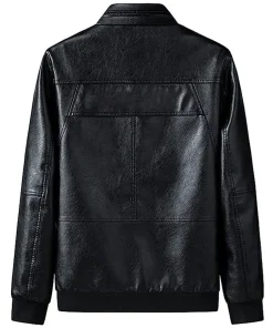 mens-black-faux-leather-bomber-biker-jacket