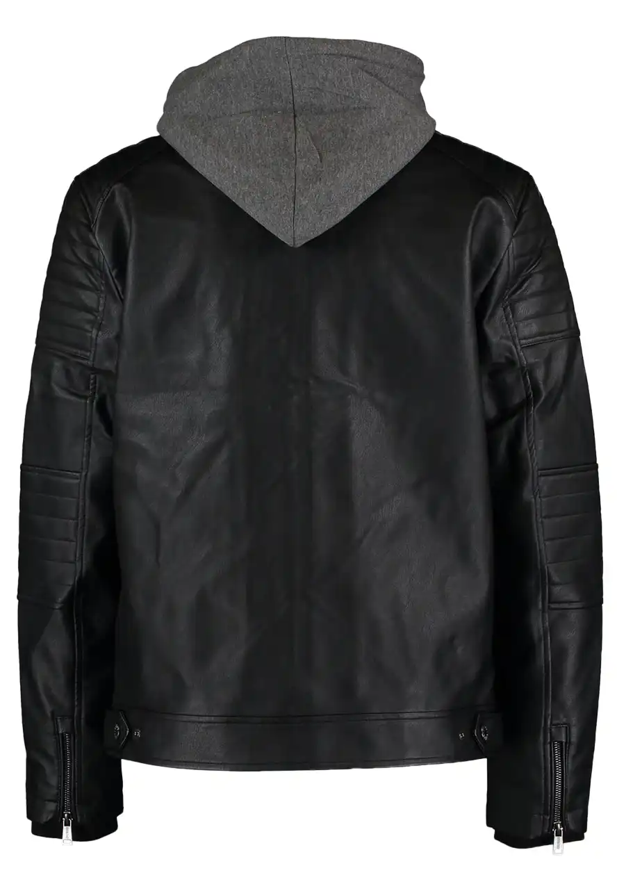 mens-black-faux-leather-hooded-jacket-2 mens-black-faux-leather-hooded-jacket