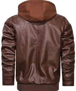 mens-brown-faux-leather-bomber-jacket-with-removable-hood