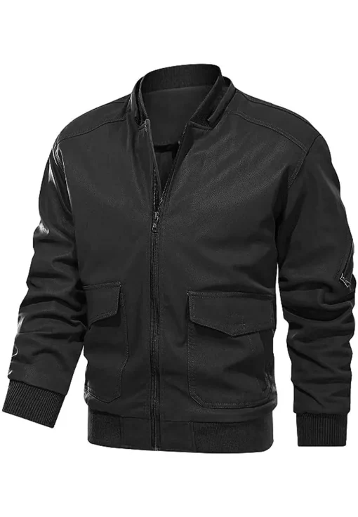 mens-casual-black-faux-leather-bomber-jacket-with-removable-hood