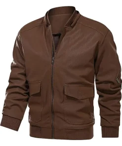 mens-casual-brown-faux-leather-bomber-jacket-with-removable-hood