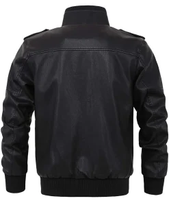 mens-casual-full-zip-black-faux-leather-bomber-jacket