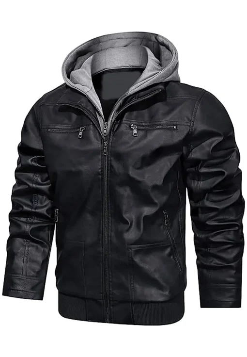 mens-coffee-faux-leather-bomber-jacket-with-removable-hood