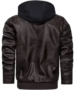 mens-coffee-faux-leather-bomber-jacket-with-removable-hood