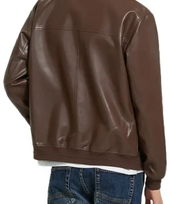 mens-dark-brown-bomber-faux-leather-jacket