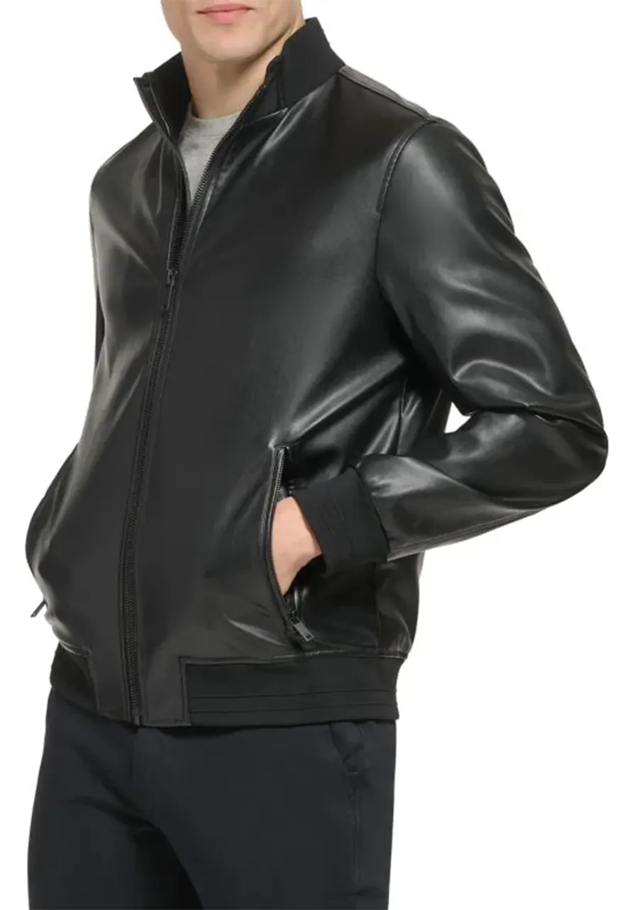 mens-elegant-black-faux-leather-bomber-jacket-3 mens-elegant-black-faux-leather-bomber-jacket