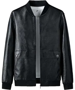 mens-faux-leather-black-motorcycle-bomber-jacket