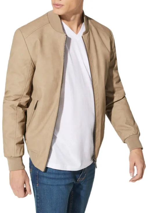 mens-faux-leather-camel-bomber-jacket