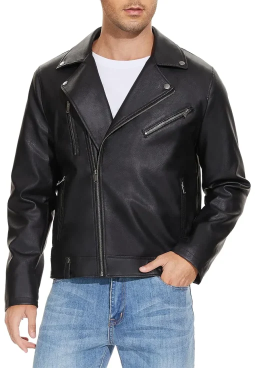 mens-lapel-collar-black-faux-leather-biker-jacket