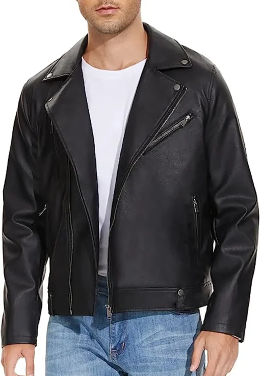 mens-lapel-collar-black-faux-leather-biker-jacket