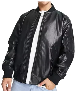 mens-oversized-black-faux-leather-bomber-jacket