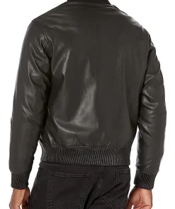 mens-retro-black-faux-leather-bomber-jacket