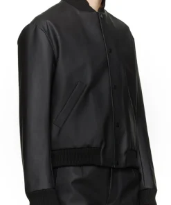 mens-rib-trim-black-faux-leather-bomber-jacket