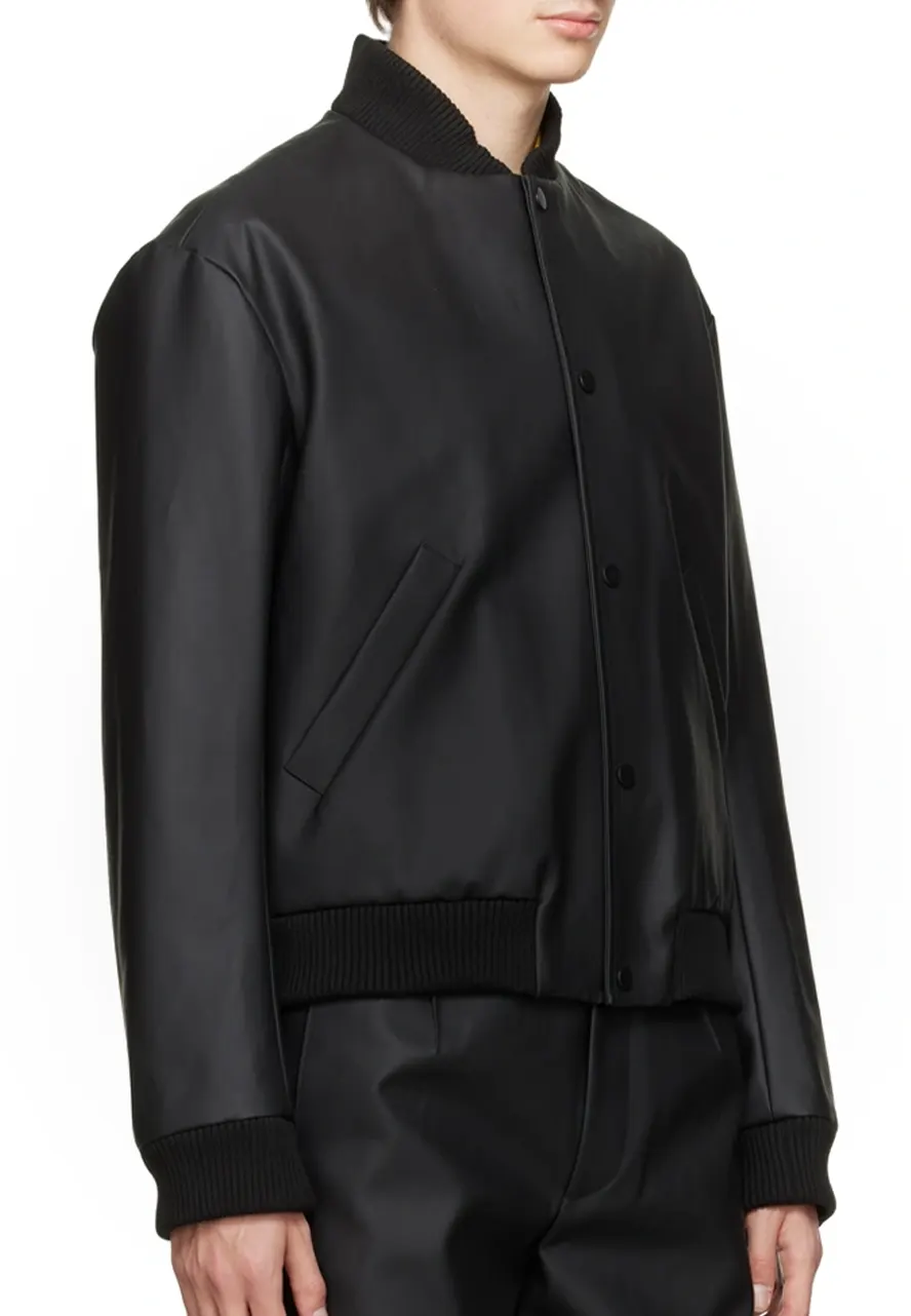 mens-rib-trim-black-faux-leather-bomber-jacket-2 mens-rib-trim-black-faux-leather-bomber-jacket