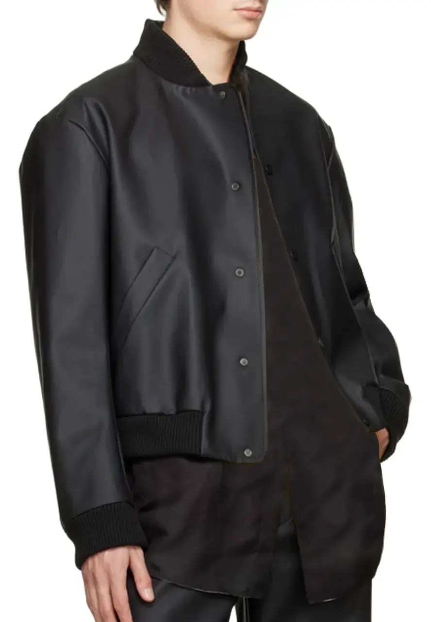 mens-rib-trim-black-faux-leather-bomber-jacket-4 mens-rib-trim-black-faux-leather-bomber-jacket