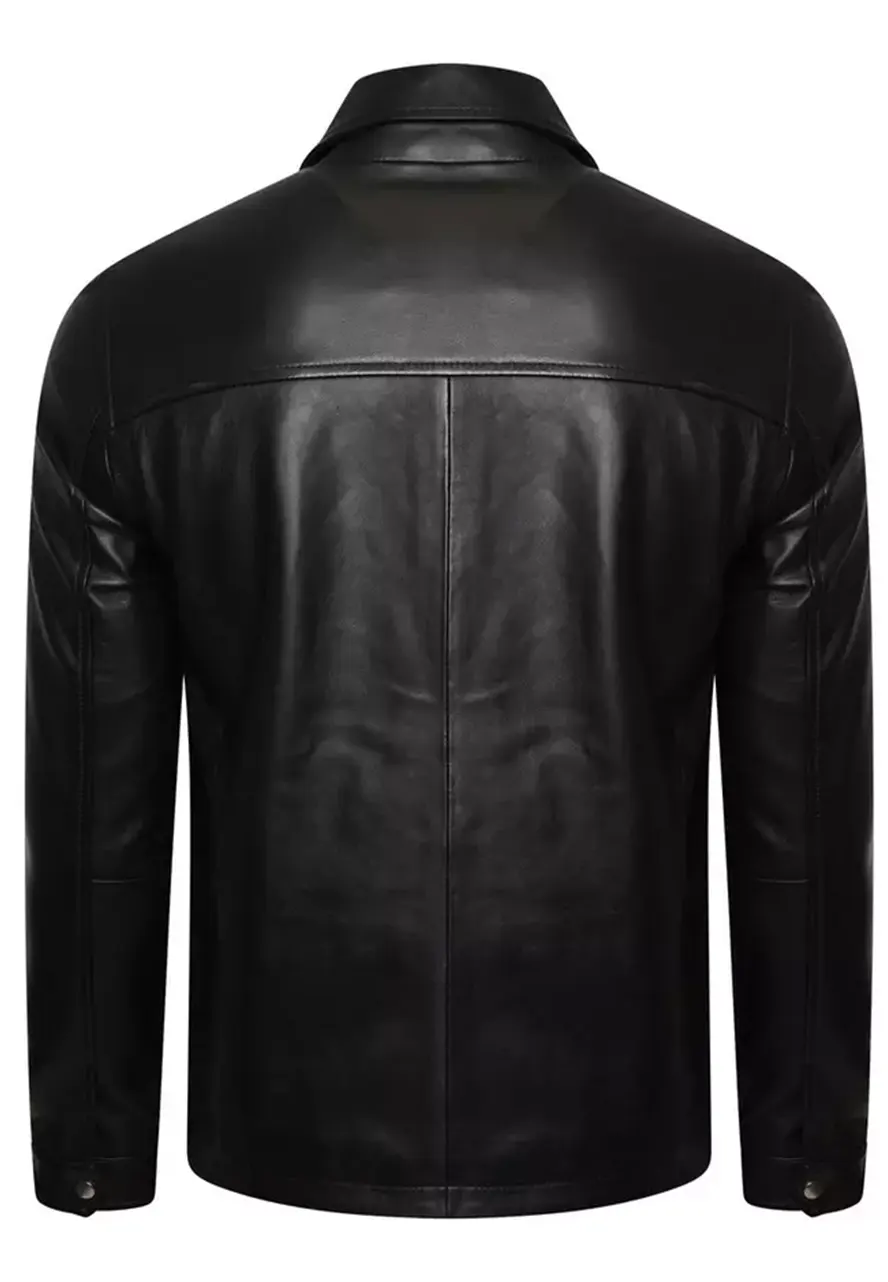 mens-shirt-collar-black-faux-leather-biker-jacket-2 mens-shirt-collar-black-faux-leather-biker-jacket