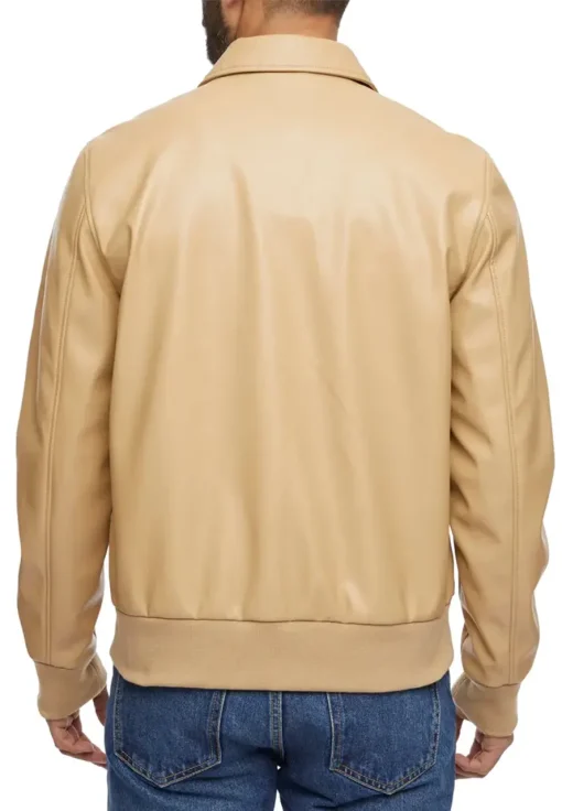 mens-smooth-camel-faux-leather-bomber-jacket