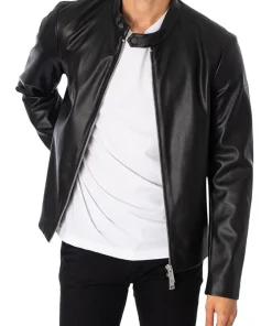 mens-snap-button-collar-black-faux-leather-jacket