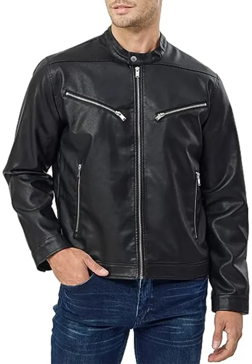 mens-stand-collar-black-faux-leather-biker-jacket