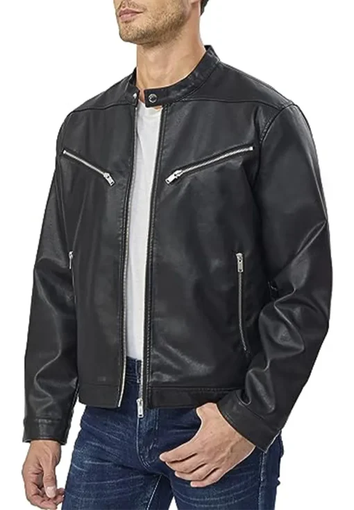 mens-stand-collar-black-faux-leather-biker-jacket