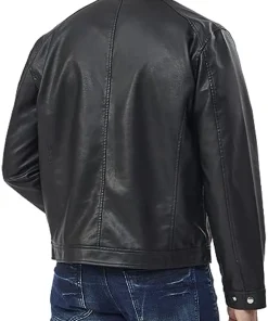 mens-stand-collar-black-faux-leather-biker-jacket