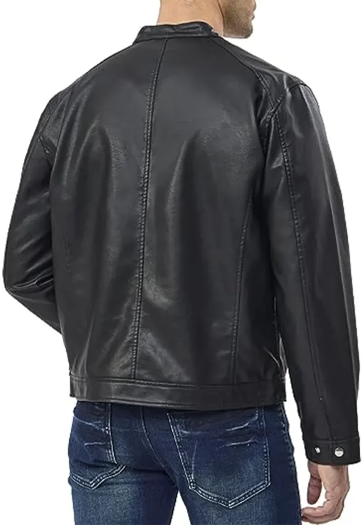 mens-stand-collar-black-faux-leather-biker-jacket